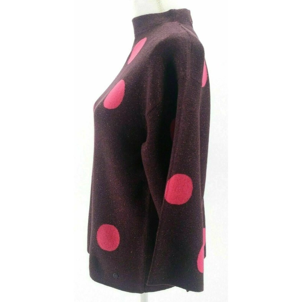 ANTHROPOLOGIE NUMPH Metallic Large Polka Dot Pullover Sweater 3/4 Sleeve - Picture 3 of 8